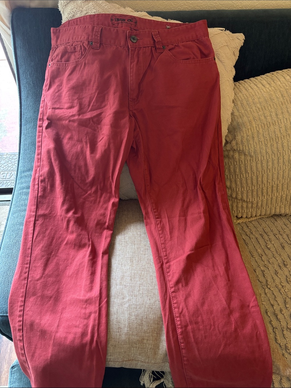 Men’s Red Straight Jeans — Iron Co.